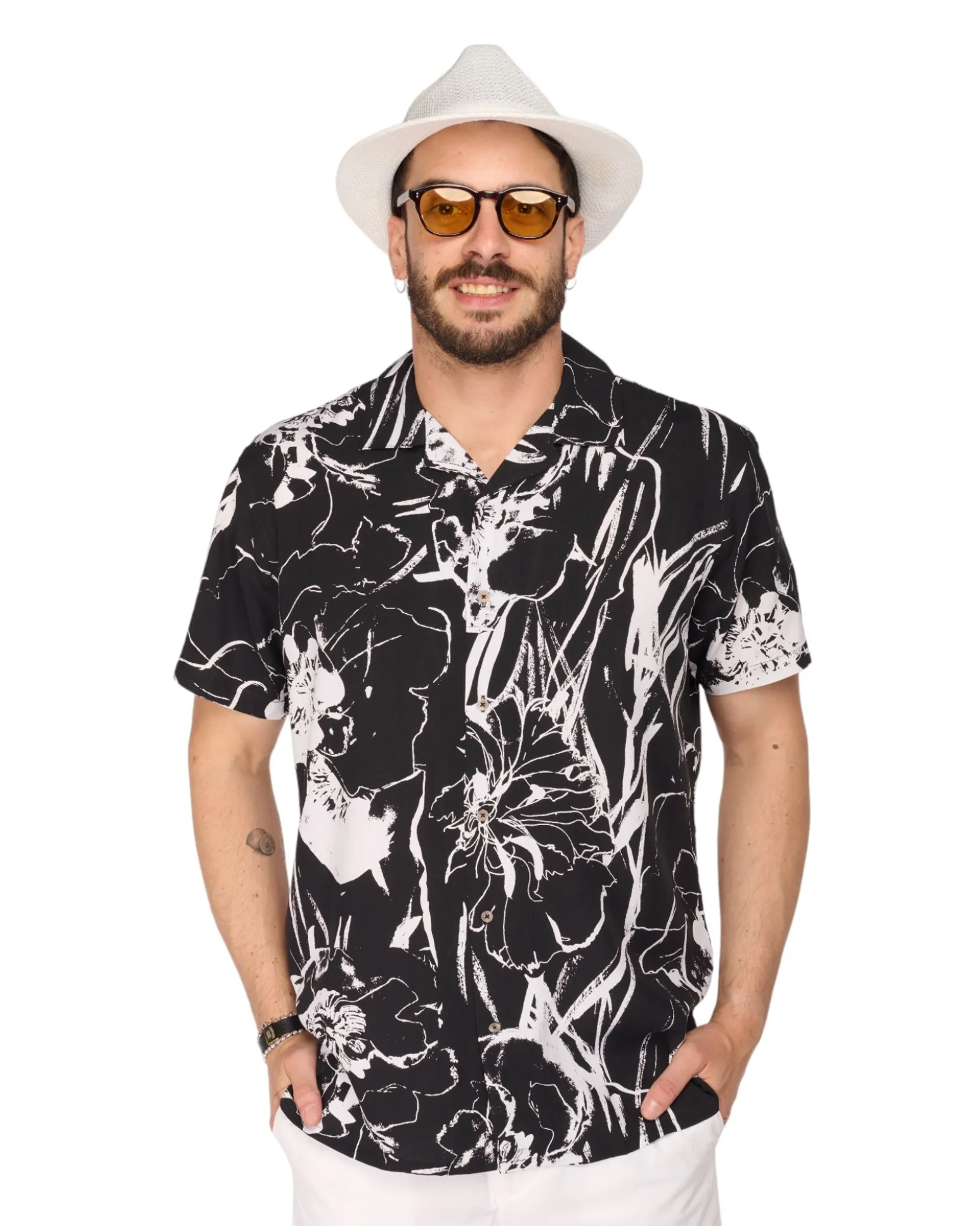 CAMICIA MEZZA MANICA FANTASIA COLLO SCIA