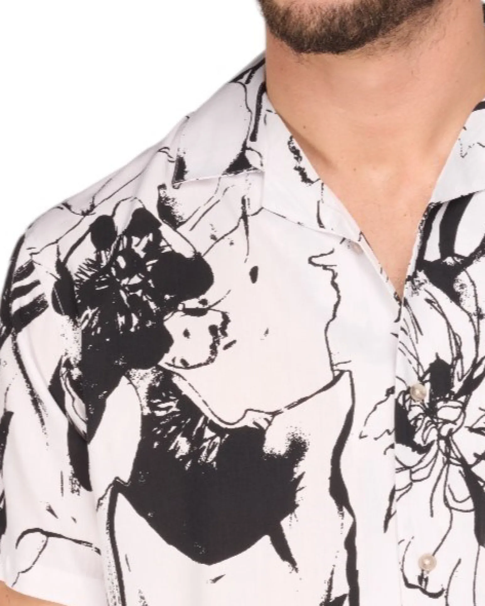 CAMICIA MEZZA MANICA FANTASIA COLLO SCIA