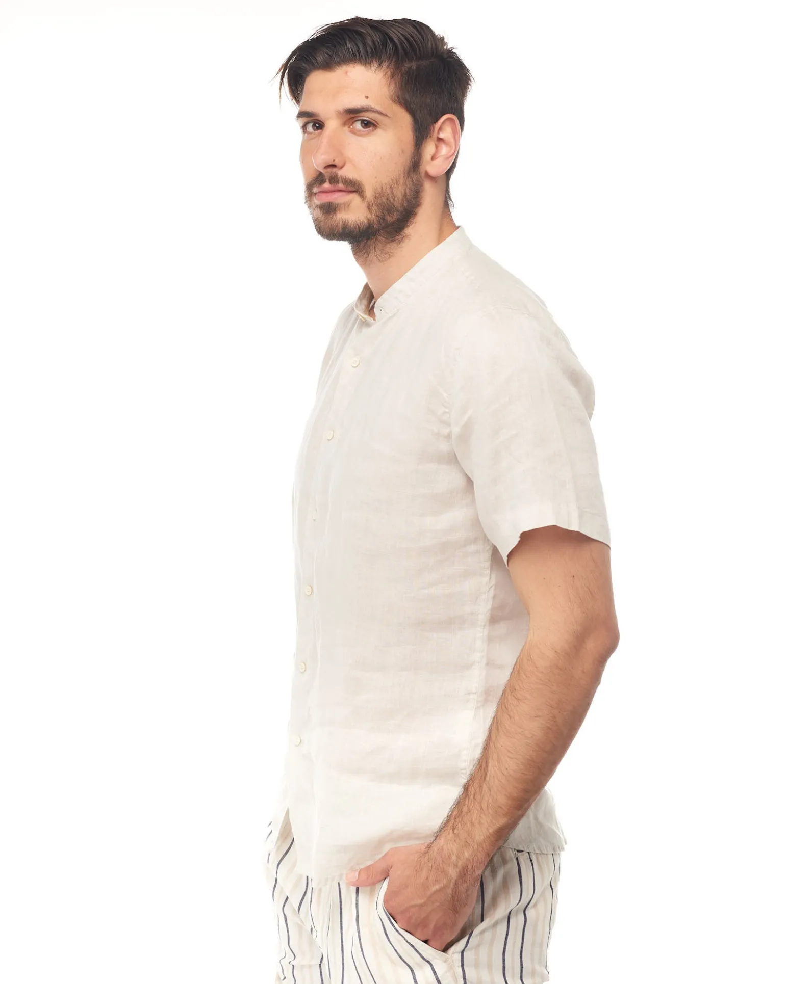 CAMICIA MEZZA MANICA LINO COREANO