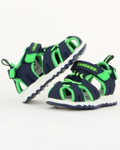 CANGURO - Sandalo bimbo blu con inserti verde fluo 20/25