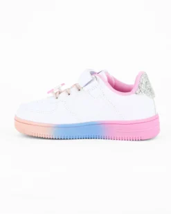 CANGURO - Sneakers bianca da bimba con fondo multicolor e strappo, numerata 24/30