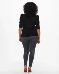 CARMAKOMA - MAGLIA NERA MANICA 3/4 CARTIME PUFF DA DONNA
