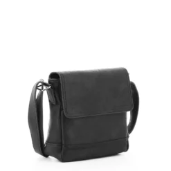 CARRERA - Borsello nero con patta ed inserto scozzese interno