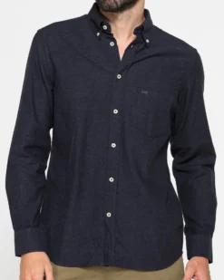 CARRERA - CAMICIA UOMO IN FLANELLA BLU TINTA UNITA