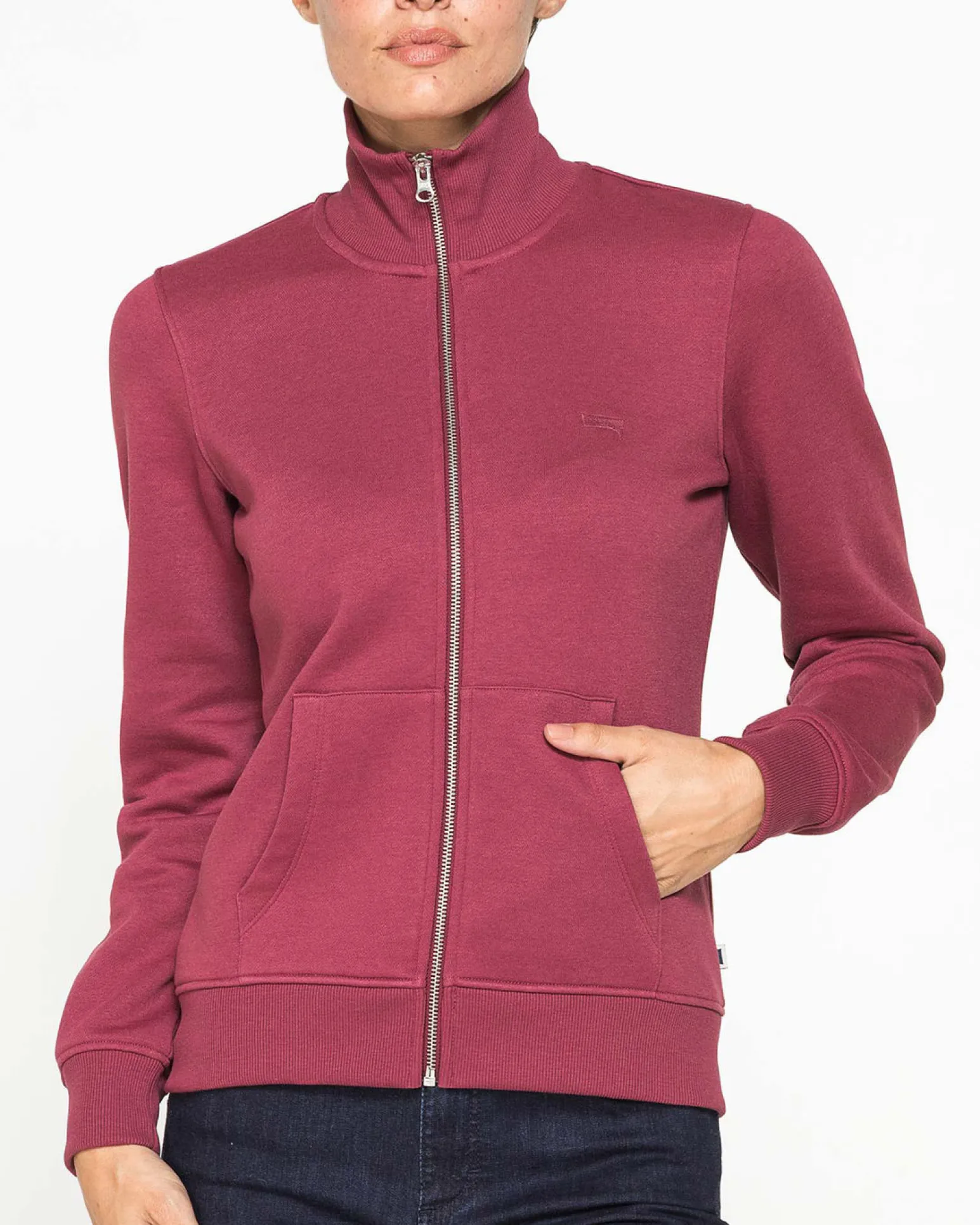 CARRERA - FELPA BORDEAUX FULL ZIP COLLO ALTO IN TESSUTO FELPATO