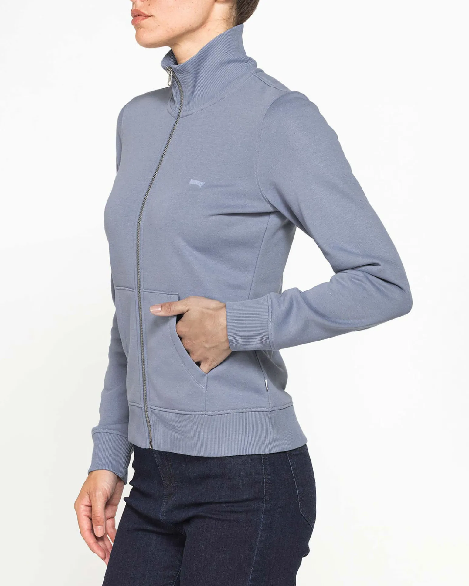 CARRERA - FELPA CELESTE FULL ZIP COLLO ALTO IN TESSUTO FELPATO