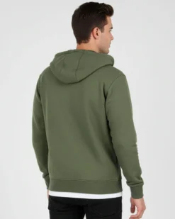 CARRERA - FELPA CON ZIP INTERA E CAPPUCCIO VERDE MILITARE DA UOMO