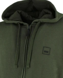 CARRERA - FELPA CON ZIP INTERA E CAPPUCCIO VERDE MILITARE DA UOMO