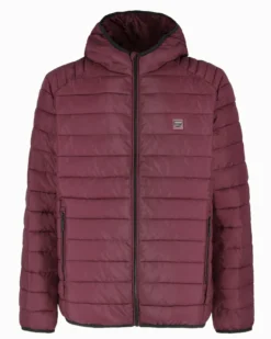 CARRERA - PIUMINO UOMO BORDEAUX ULTRALEGGERO IN RIPSTOP CON CAPPUCCIO