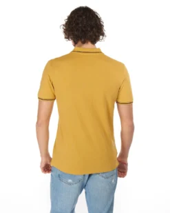 CARRERA - Polo manica corta basic in piquet di cotone ocra con bordino a contrasto