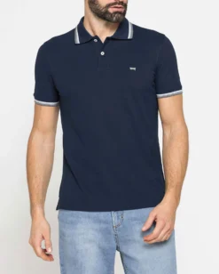 CARRERA - Polo manica corta in piquet blu scuro