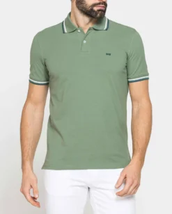 CARRERA - Polo manica corta in piquet verde oliva