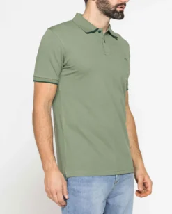 CARRERA - Polo manica corta in piquet elasticizzato verde militare