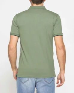 CARRERA - Polo manica corta in piquet elasticizzato verde militare