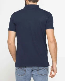 CARRERA - Polo manica corta in piquet elasticizzato blu scuro