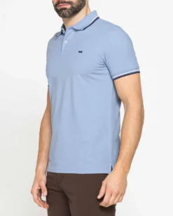 CARRERA - Polo manica corta in piquet azzurra