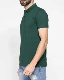 CARRERA - Polo manica corta in piquet di cotone organico verde bottiglia