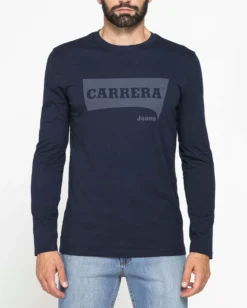 CARRERA - T-SHIRT BLU GIROCOLLO MANICA LUNGA DA UOMO