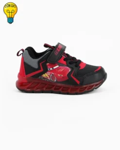 CARS  - Sneakers rossa e nera da bambino con luci e strappo