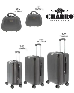 CHARRO- Trolley in ABS a righe verticali con 4 ruote doppie e angoli effetto lucido