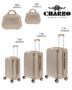 CHARRO- Trolley in ABS a righe verticali con 4 ruote doppie e angoli effetto lucido