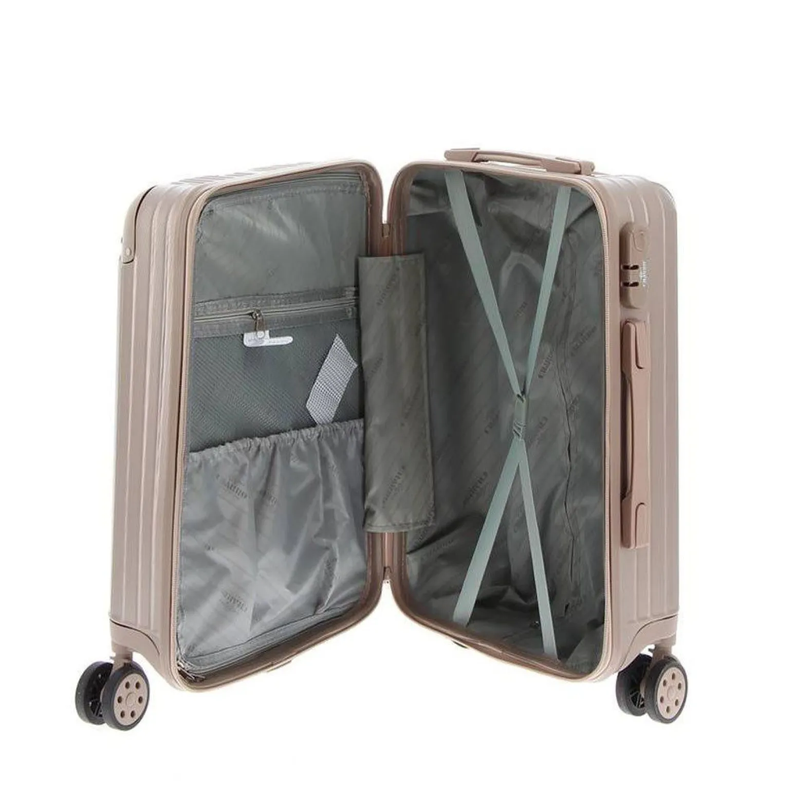 CHARRO- Trolley in ABS a righe verticali con 4 ruote doppie e angoli effetto lucido