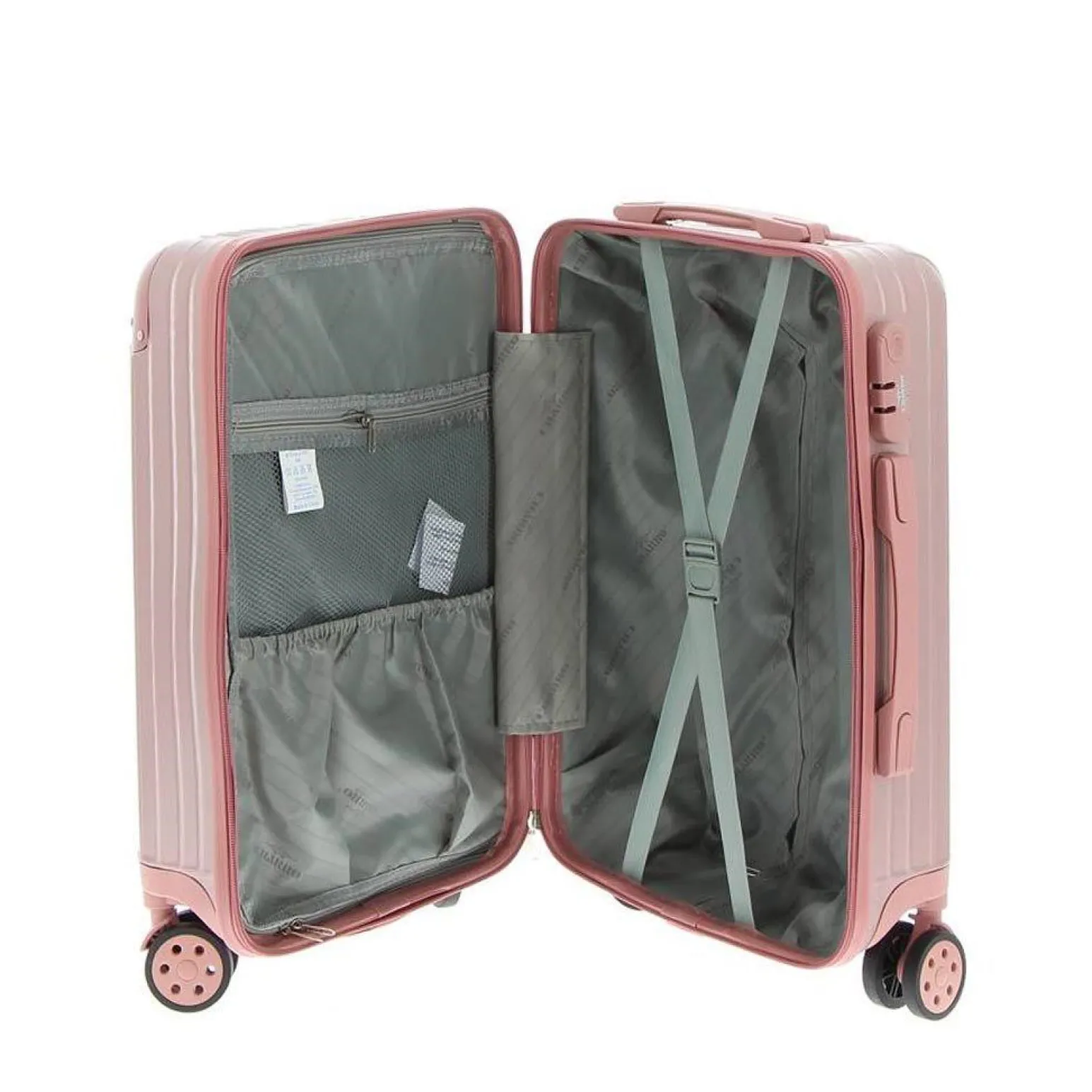 CHARRO- Trolley in ABS a righe verticali con 4 ruote doppie e angoli effetto lucido