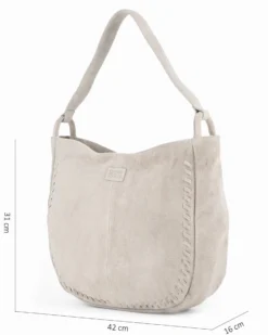 CHESTER POLO ACADEMY - Borsa a spalla latte scamosciata in VERA PELLE