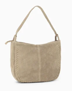 CHESTER POLO ACADEMY - Borsa a spalla cappuccino scamosciata in VERA PELLE