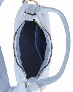CHESTER POLO ACADEMY - Minibag celeste scamosciata in VERA PELLE con tracolla nastro loggata