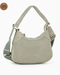 CHESTER POLO ACADEMY - Minibag cielo scamosciata in VERA PELLE con tracolla nastro loggata