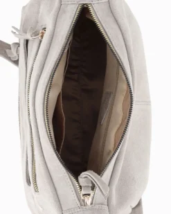 CHESTER POLO ACADEMY - Tracolla latte scamosciata in VERA PELLE con tre tasche frontali