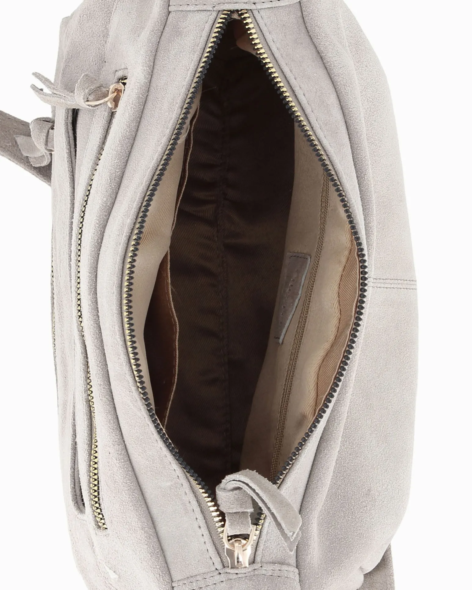 CHESTER POLO ACADEMY - Tracolla latte scamosciata in VERA PELLE con tre tasche frontali