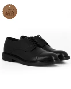 CLASS MAN - Scarpa da uomo nera in VERA PELLE con lacci
