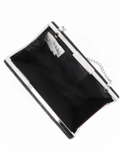 Clutch nera con strass e chiusura in metallo - DIVAS