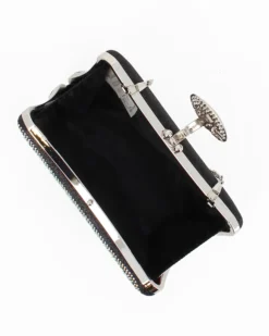 Clutch nera con strass e chiusura gioiello di strass - DIVAS
