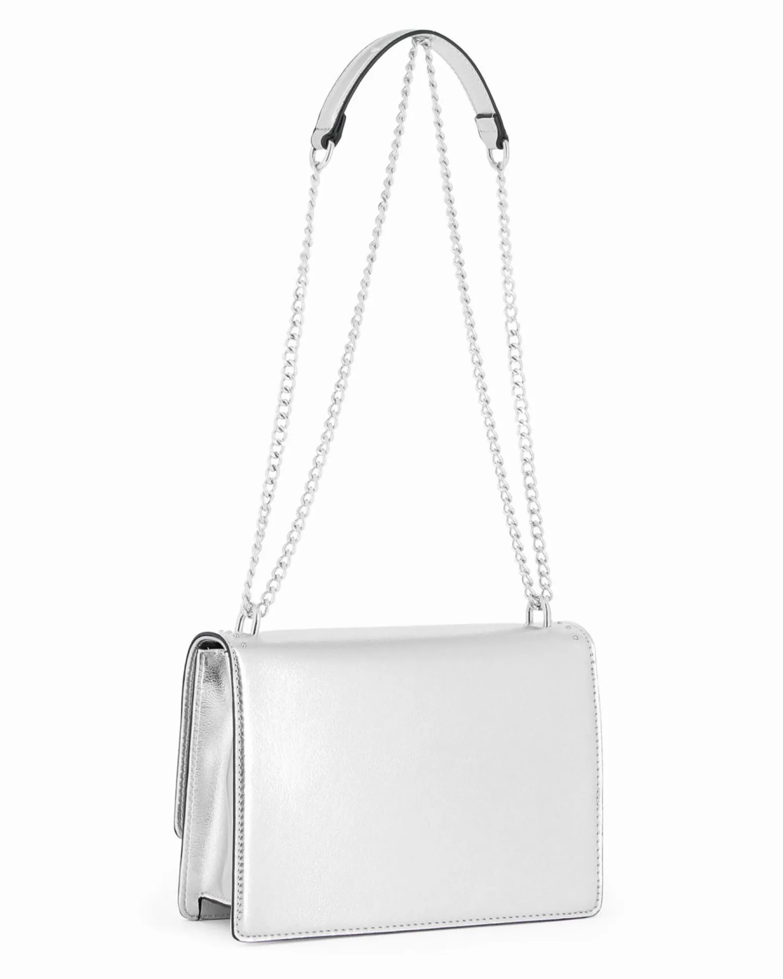 CORTINA POLO STYLE - Borsa argento tracolla catena con borchiette sulla patta