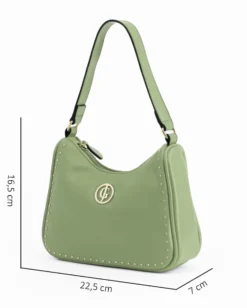 CORTINA POLO STYLE - Borsa a spalla verde con dettaglio borchie