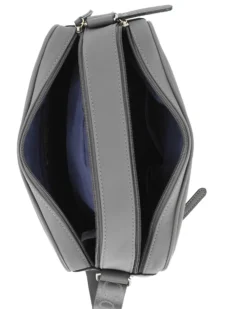 CORTINA POLO STYLE - Borsa a tracolla antracite con tasca frontale e dettaglio logo pendente