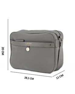 CORTINA POLO STYLE - Borsa a tracolla antracite con tasca frontale e dettaglio logo pendente