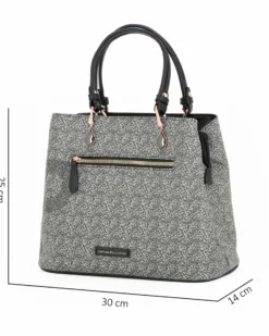 CORTINA POLO STYLE - Borsa due manici nera con tasca frontale e stampa logo, tracolla removibile