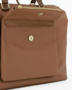 CORTINA POLO STYLE - Borsa due manici taupe con tracolla removibile e tasca frontale con patta