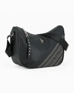 CORTINA POLO STYLE - Borsa mezzaluna nera con borchie