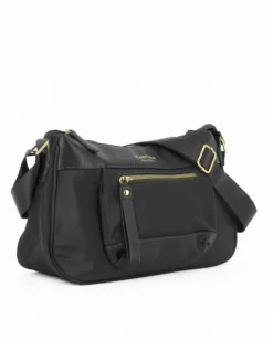 CORTINA POLO STYLE - Borsa nera con tasca frontale e tracolla regolabile