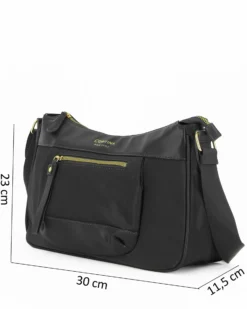CORTINA POLO STYLE - Borsa nera con tasca frontale e tracolla regolabile