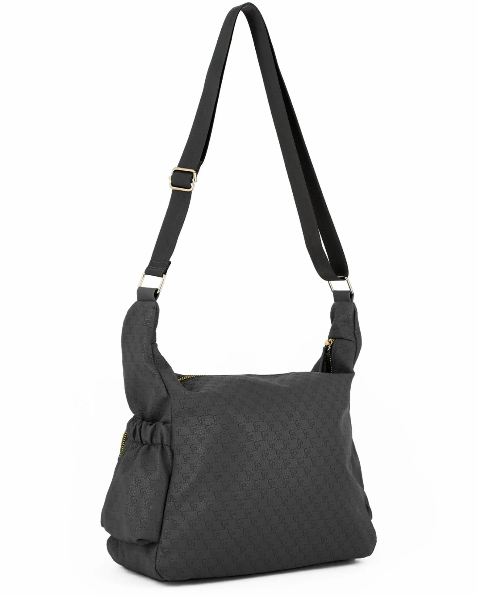 CORTINA POLO STYLE - Borsa nera loggata con tasche laterali arricciate e tasca frontale con chiusura a zip