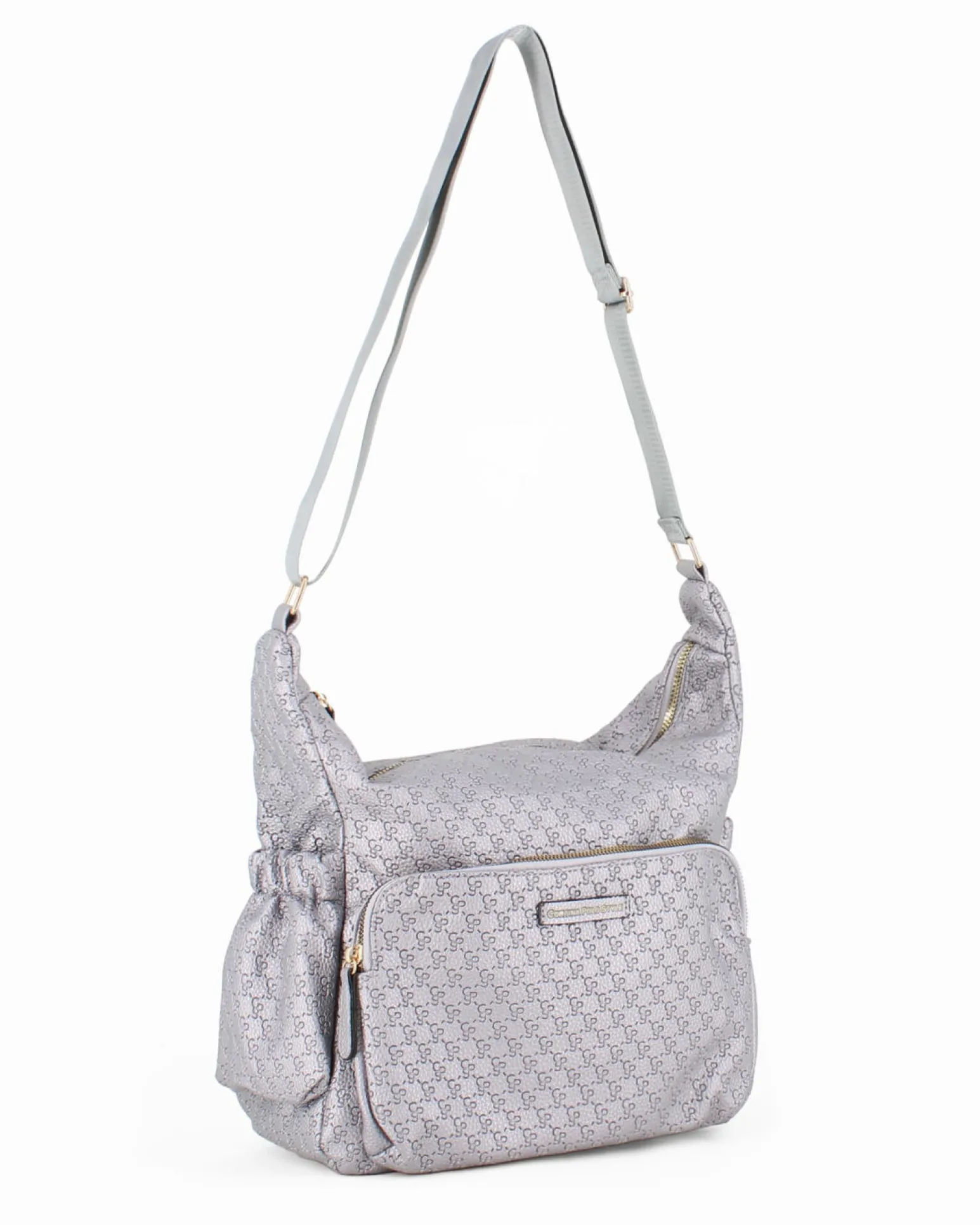 CORTINA POLO STYLE - Borsa piombo loggata con tasche laterali arricciate e tasca frontale con chiusura a zip