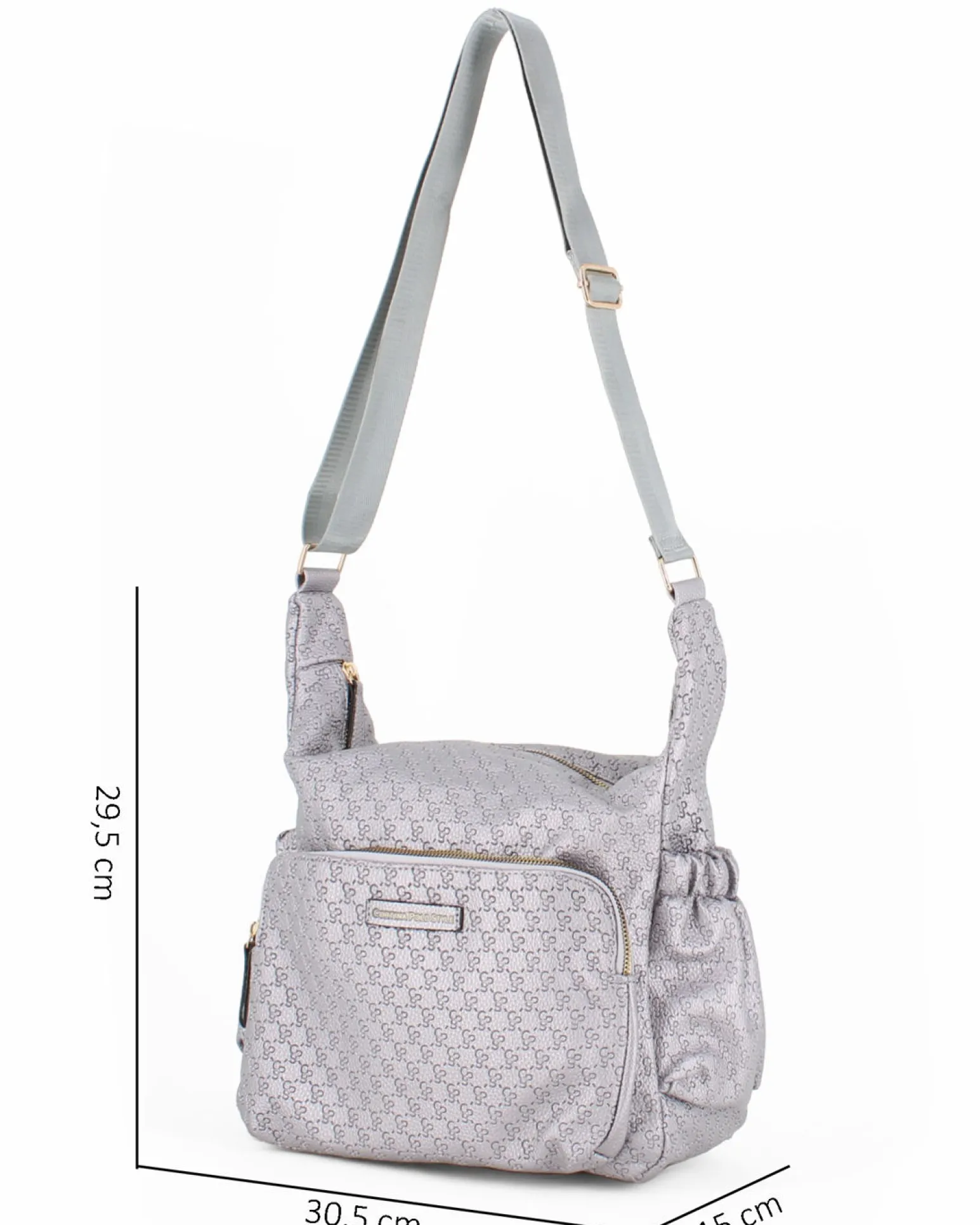 CORTINA POLO STYLE - Borsa piombo loggata con tasche laterali arricciate e tasca frontale con chiusura a zip