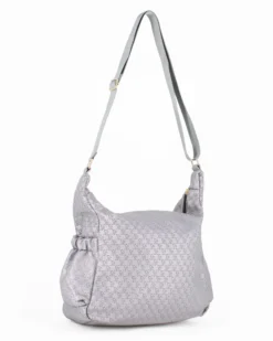 CORTINA POLO STYLE - Borsa piombo loggata con tasche laterali arricciate e tasca frontale con chiusura a zip