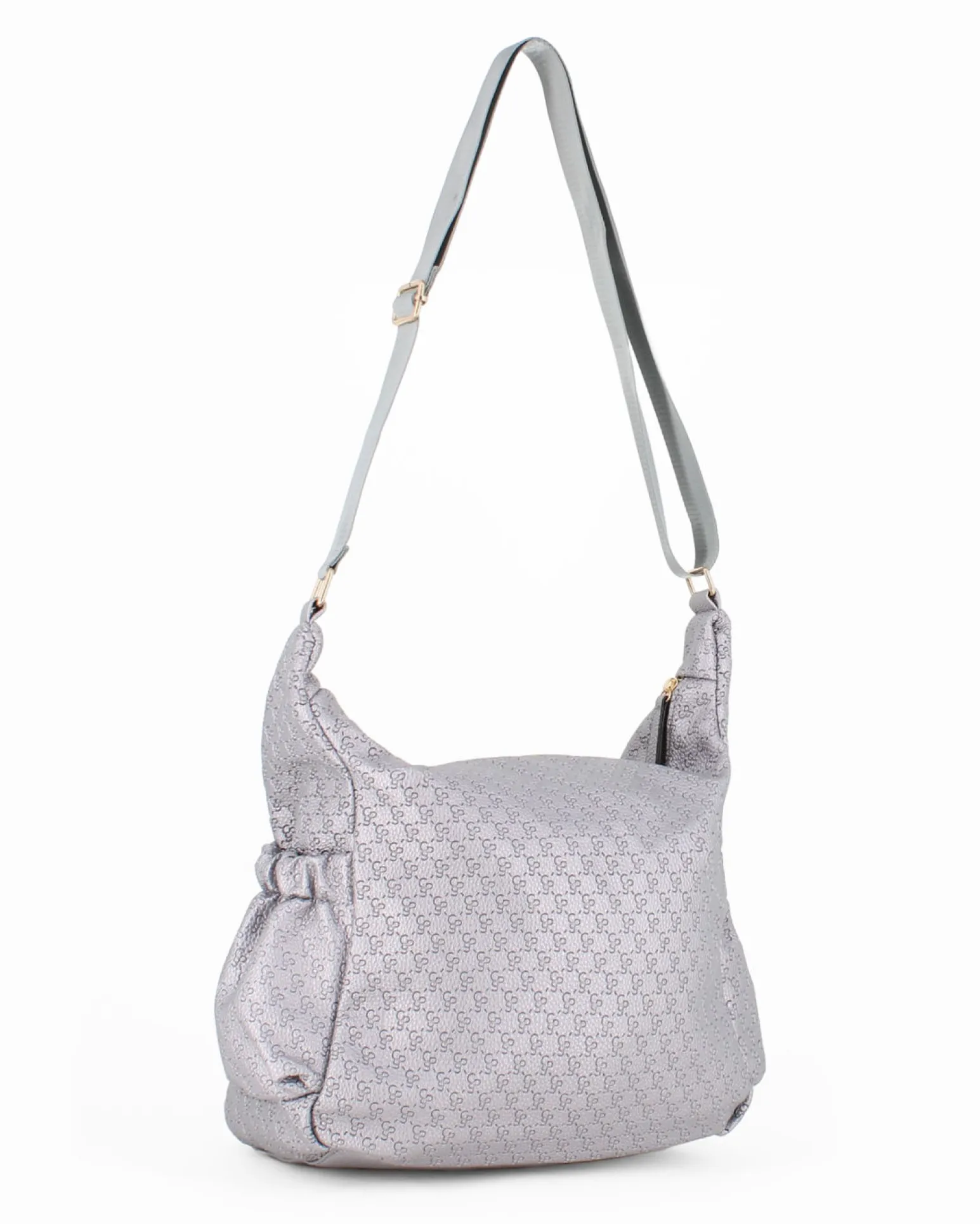 CORTINA POLO STYLE - Borsa piombo loggata con tasche laterali arricciate e tasca frontale con chiusura a zip